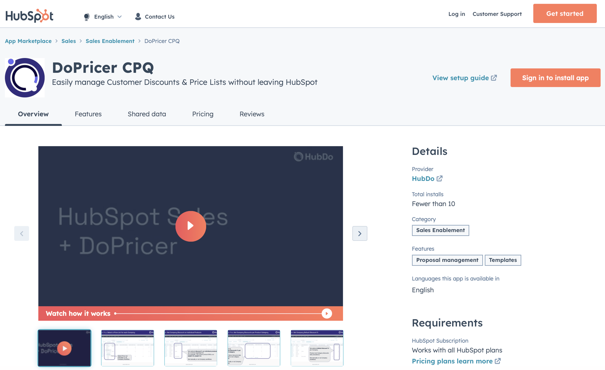 DoPricer CPQ on the HubSpot Marketplace