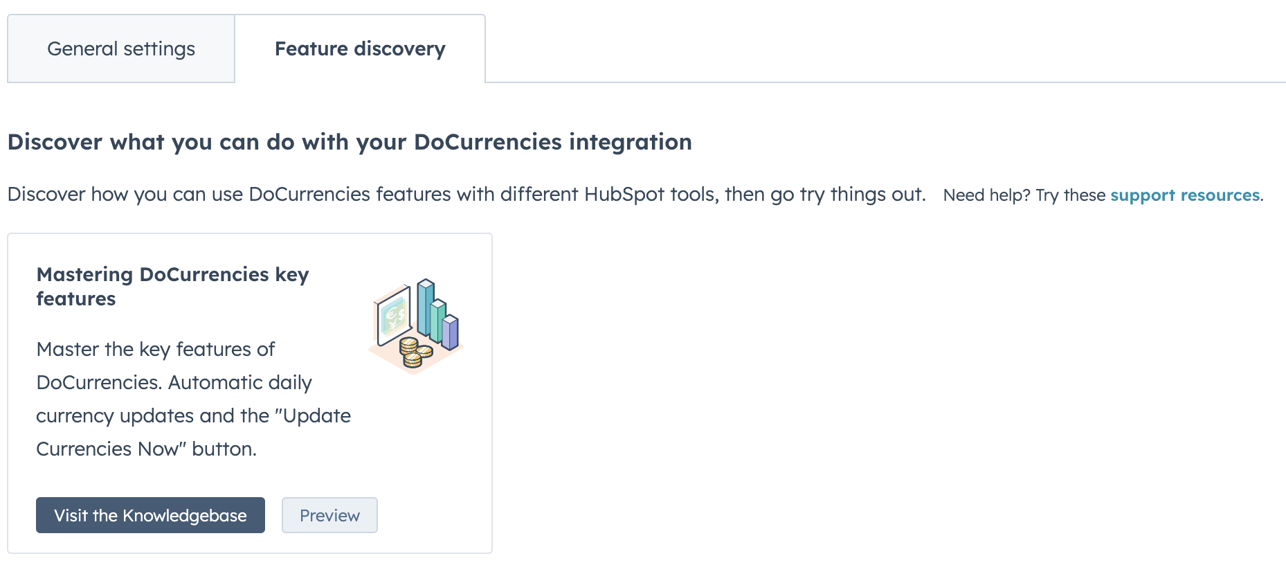 HubSpot Connected Apps > DoCurrencies Features