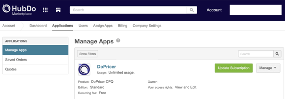 Manage Apps via the HubDo Marketplace