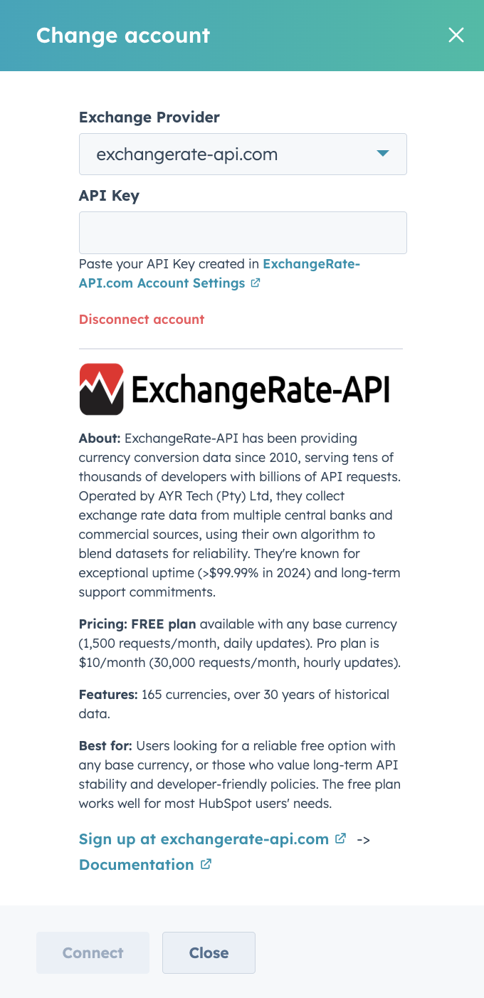 DoCurrencies Connect exchangerate-api.com DoCurrencies Connect exchangerate-api.com