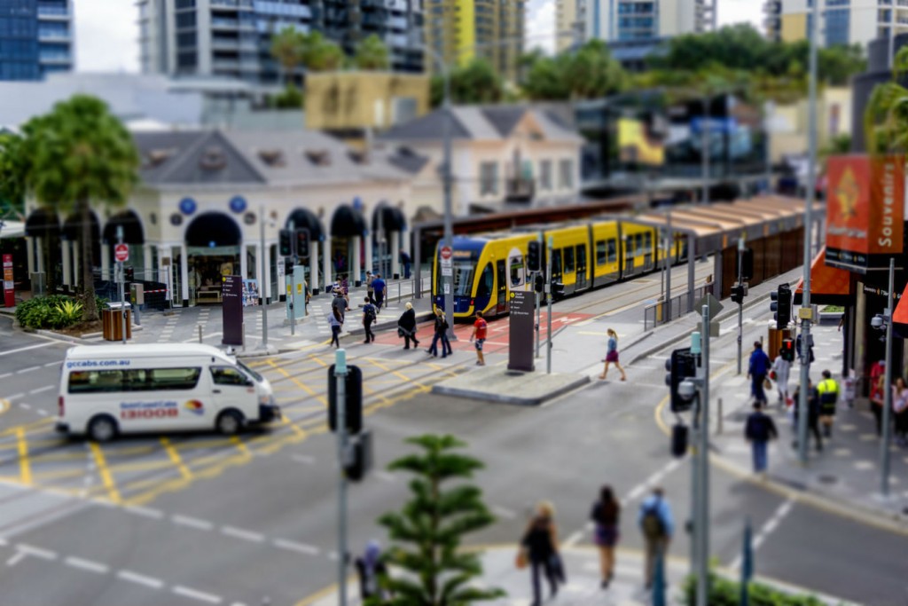 People on a busy street